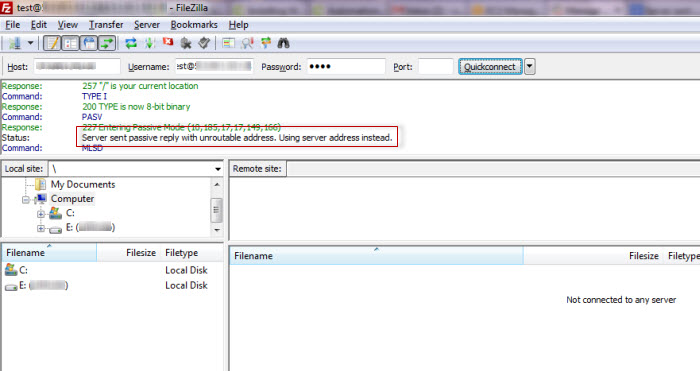Filezilla not connecting, Connecting Error