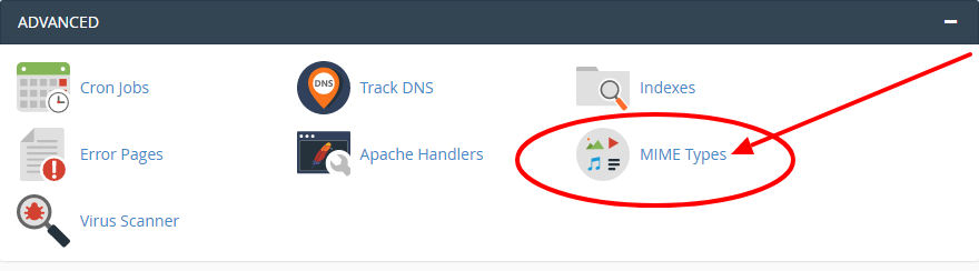 How to configure the MIME types in cPanel?