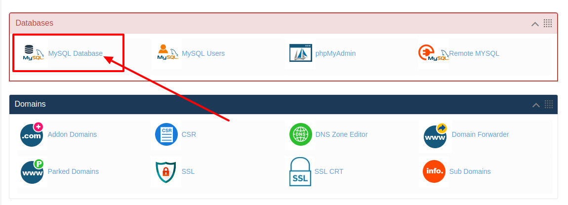 How to create MySQL database in HS Panel