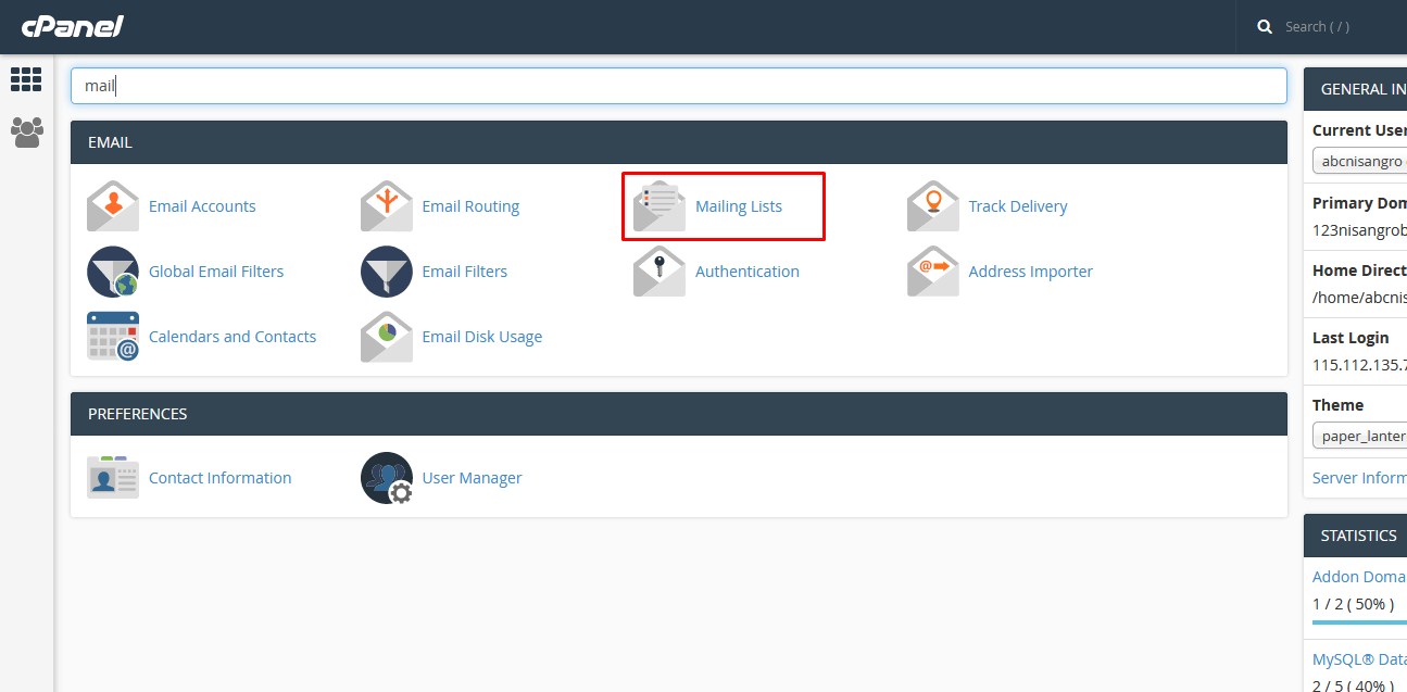 How to create and manage mailing lists in cPanel?