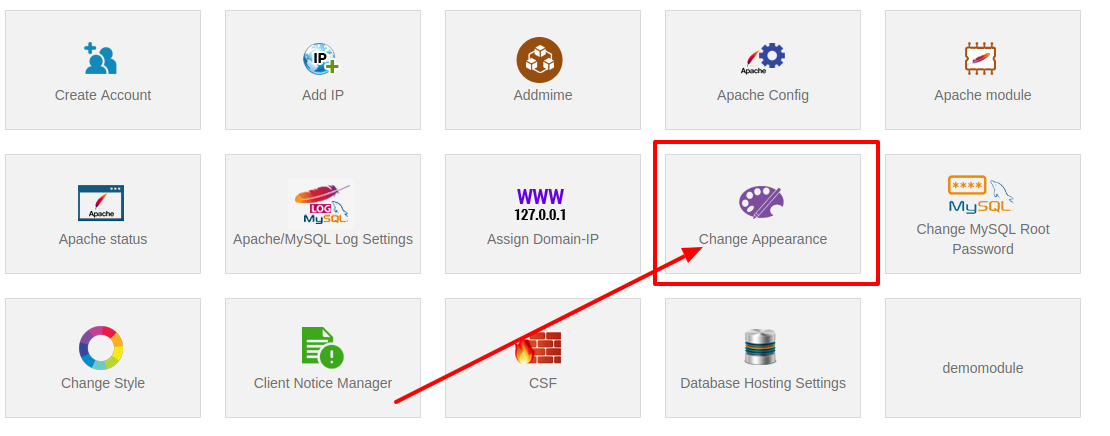 Panel Sewa or Cpanel change-Appearance