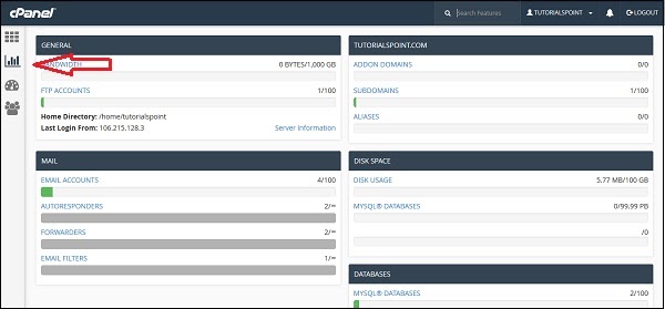 Statistics and Dashboard in a cPanel