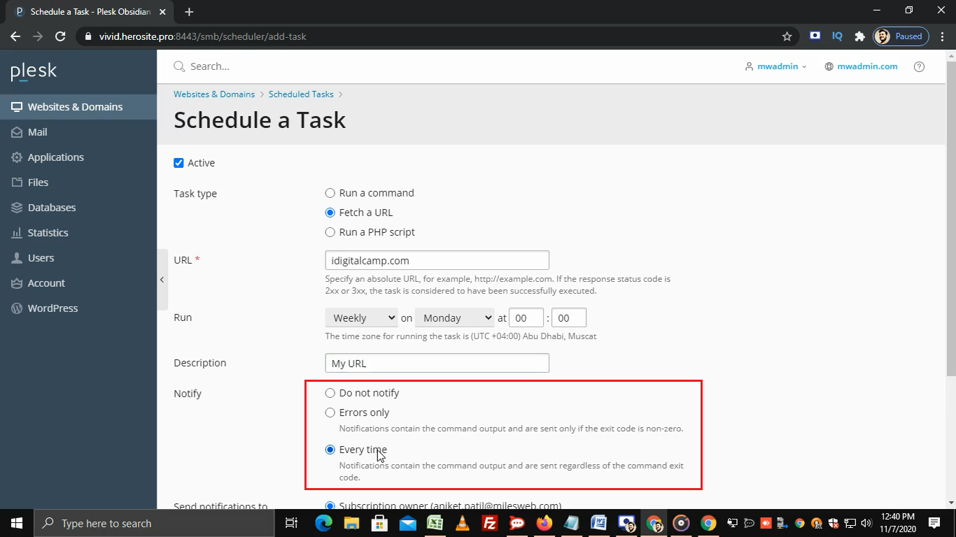 How to Setup Scheduled Tasks in Plesk?